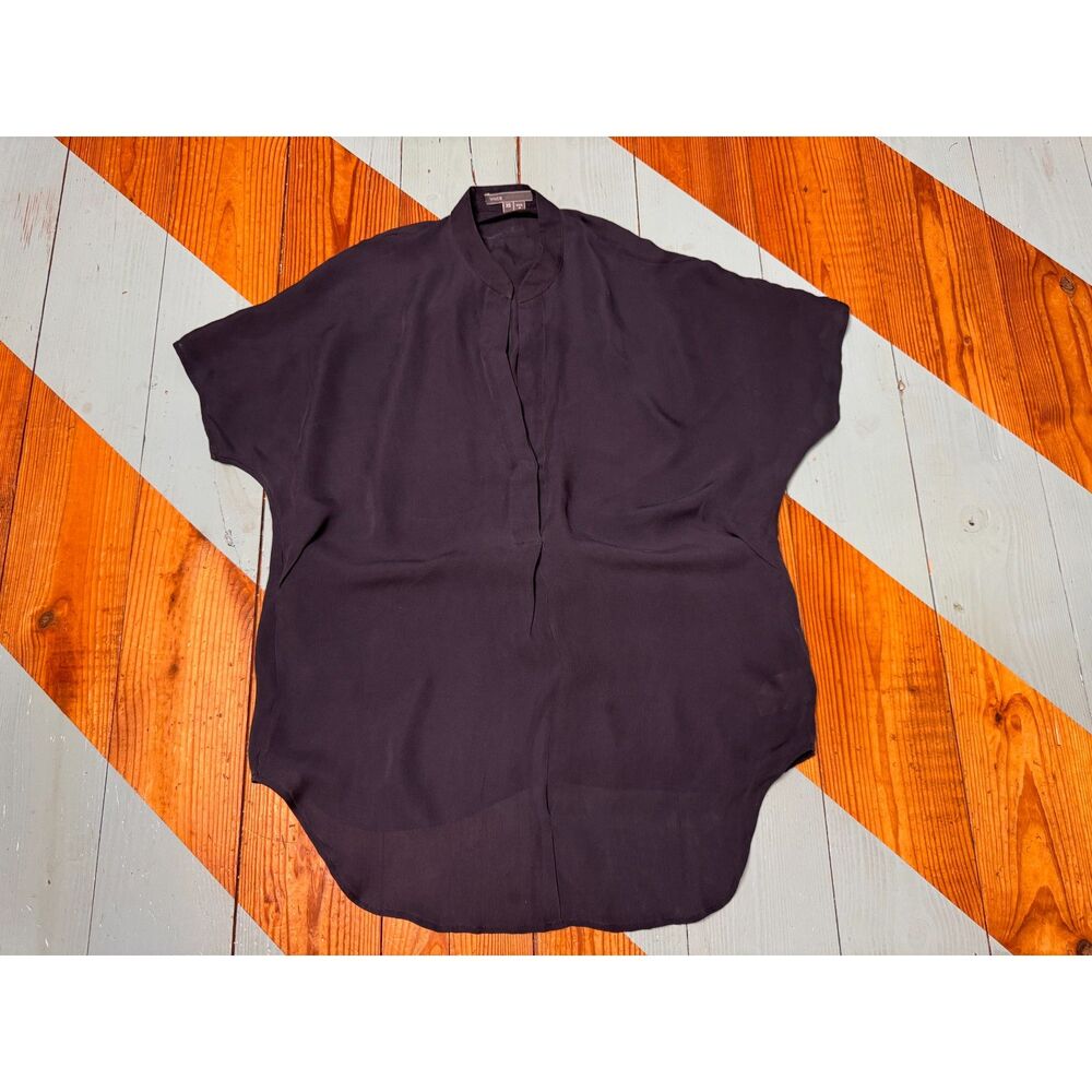 Vince 100% Silk Navy Dolman Sleeve Popover Blouse Navy Blue XS Minimalist Luxury - Picture 2 of 6